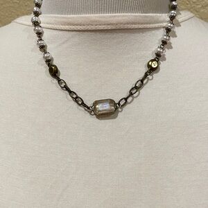 Chic Gold and Silver Beaded Necklace